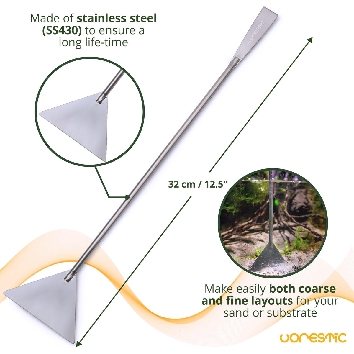 VORESTIC 4Pcs Aquascaping Tools, Stainless Steel Aquarium Tweezers, Scissors and Spatula - Aquascape Tools Set for Trimming, Maintenance