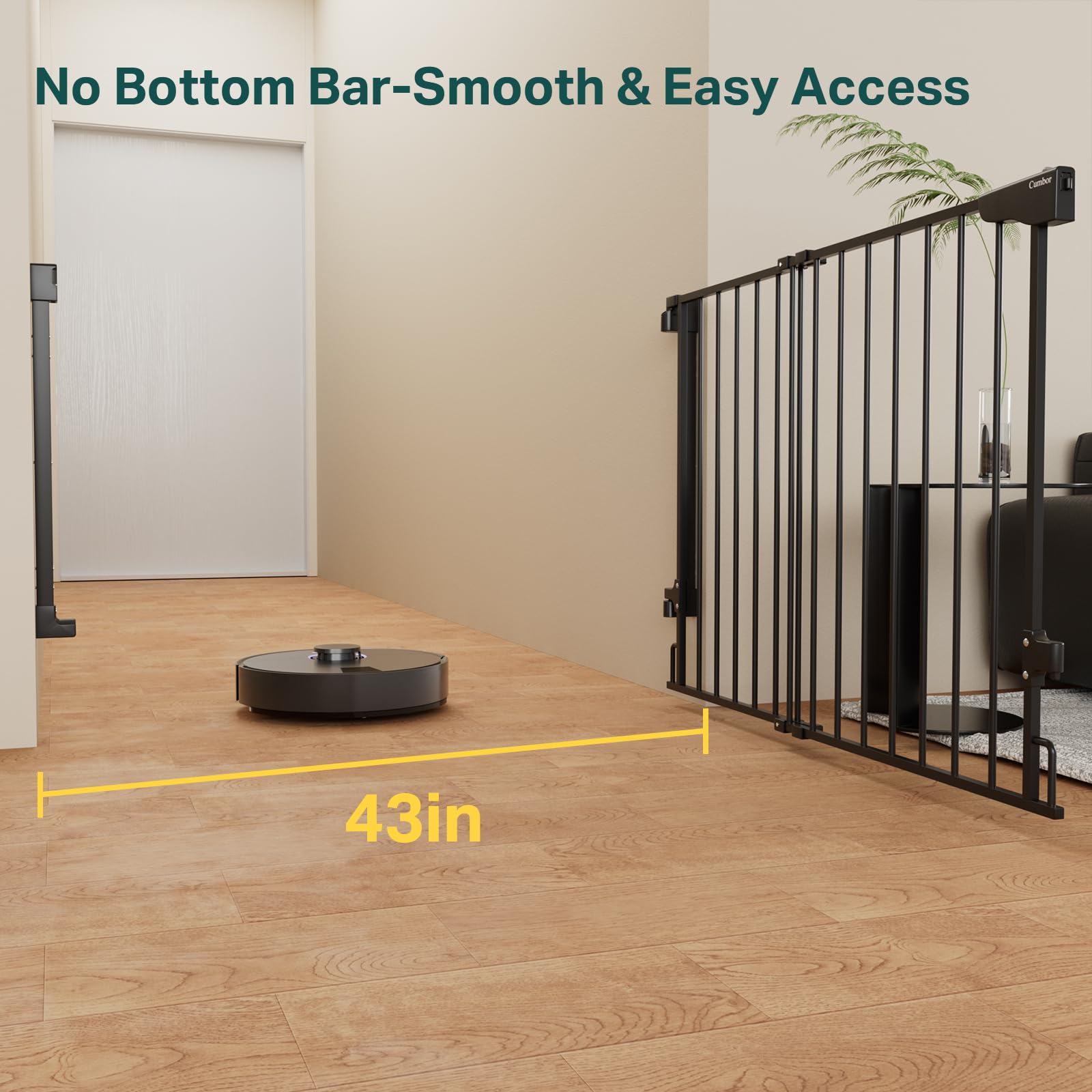 Cumbor 2 Pack 29.2-43" No Bottom Bar Baby & Dog Gate for Stairs & Doorways