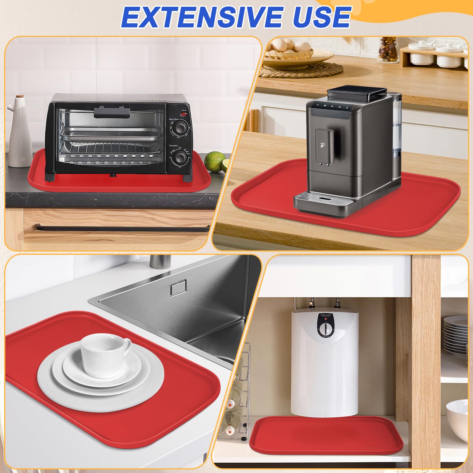 SMILOOL Waterproof Silicone Pet Food Mat with Raised Edge for Dog & Cat