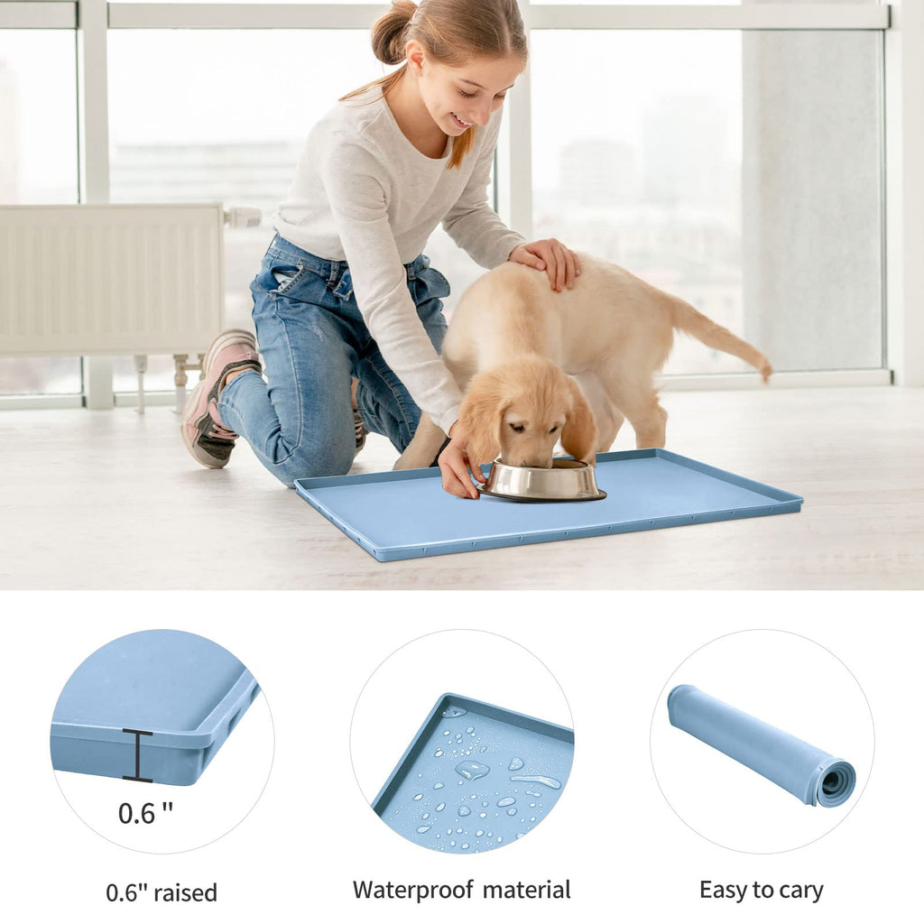 Silicone Dog Food Mat Waterproof Pet Feeding Tray for Small Medium Dogs