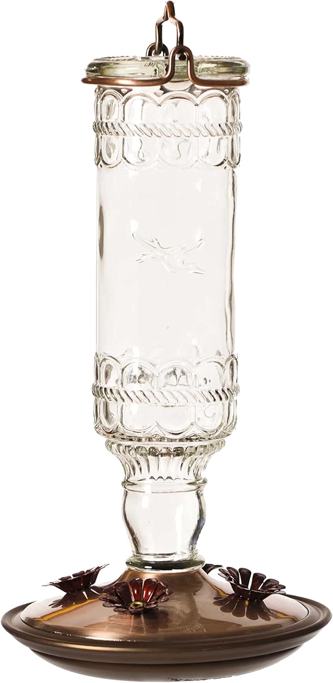 Perky-Pet Antique Glass Bottle Hummingbird Feeder