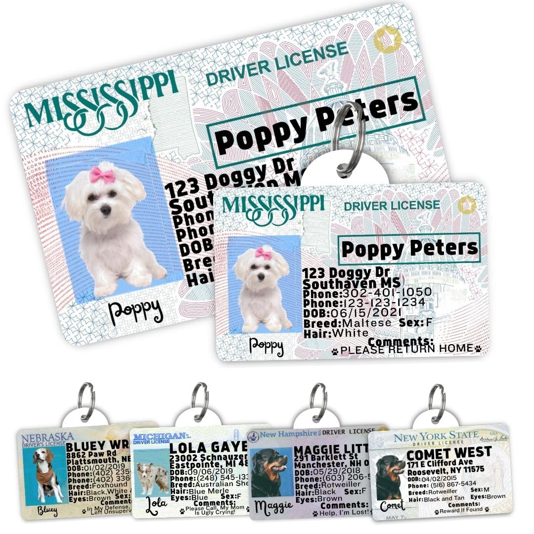 Dog Tags Personalized, Dog ID License Tag for Pets (Arizona, Wallet Card)