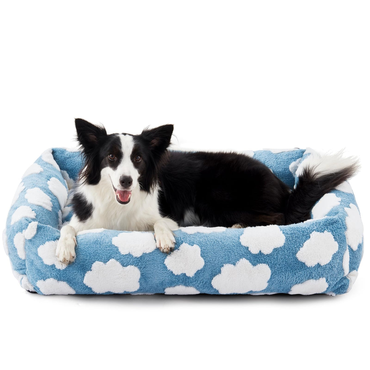 JOEJOY XL Dog Beds Large Sized Dog, Removable Washable Cover Orthopedic Soft Faux Rabbit Fur Pet Bed, Anti-Slip Fluffy Plush Faux Rabbit Fur Puppy Bed, 42"x36"x9", Leopard Print, Grey