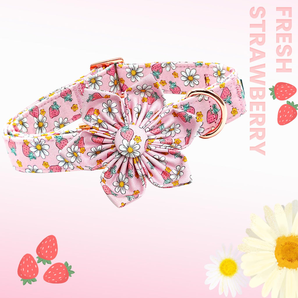 Lionheart glory Dog Collar Flower Collar Pink Dog Collar with Flower Spring Summer Cute Collar Dog Female Soft Durable Adjustable Dog Collars for Large Dogs