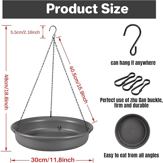 CARGEN Hanging Bird Bath Bowl - Window Bird Water Feeder Tray for Outdoors