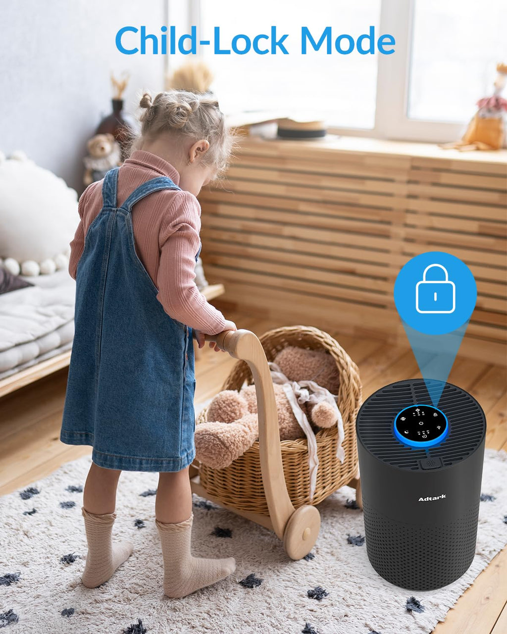 Air Purifiers for Home Bedroom, ADTARK Air Cleaner with 3-in-1 Filter, Sleep Mode & Aroma Function, 3 Light Modes, Room Air Purifier with 3 Timer for Office, Dorm, Hotel (Black)