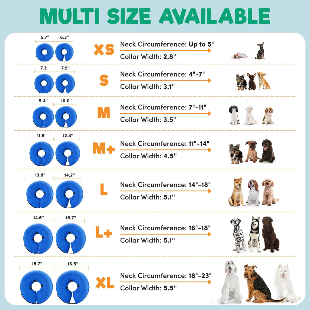 BENCMATE Inflatable Dog Cone Collar Alternative After Surgery Small,Orca