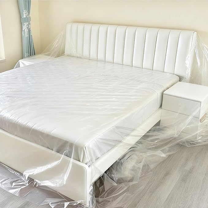 KeMioYuXin Plastic Bed Cover - Waterproof Furniture Sofa Couch Protector from Cat Full Extra Large King Queen Bed Storage Dust Cover for Moving