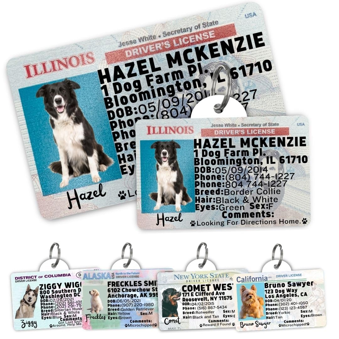 Dog Tags Personalized, Dog ID License Tag for Pets (Arizona, Wallet Card)