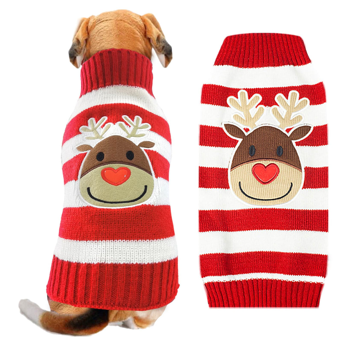 DOGGYZSTYLE Dog Christmas Sweater Xmas Pet Clothes Cute Striped Gingerbread Man Costume Holiday Puppy Cat Jumpers Outfits New Year Gifts for Small Medium Large Dogs(Red Gingerbread Man,XXS)