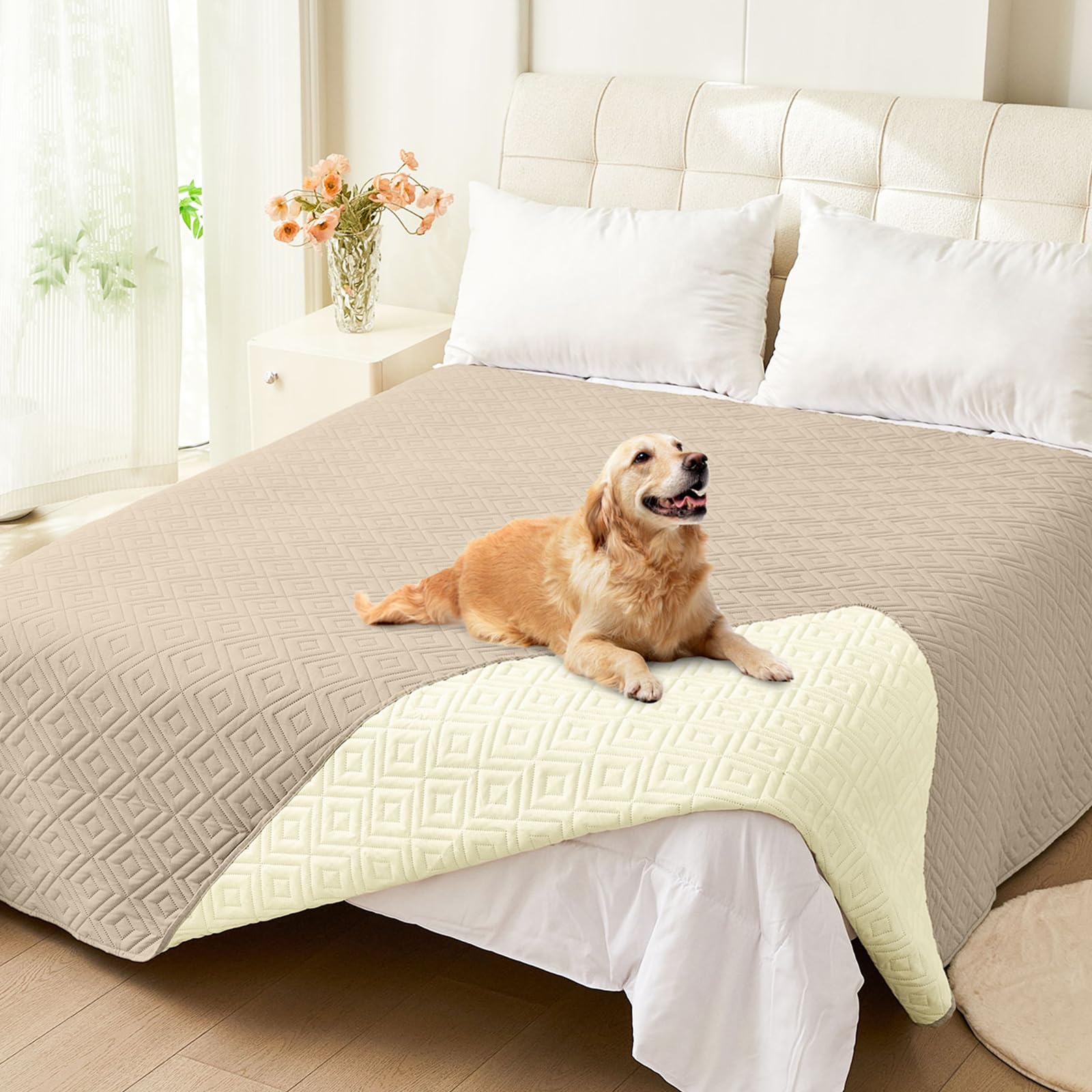 hyha Waterproof Reversible Dog Blanket, Pet Blanket for Sofa Couch