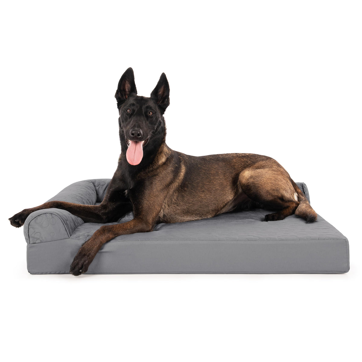 FurHaven Orthopedic Dog Bed for Large Dogs, L-Shaped Chaise Mattress with Orthopedic Egg Crate & Solid Orthopedic Foam Base for Joint Support, Washable Cover, Jumbo XL, Faux Fur & Suede, Dark Sage
