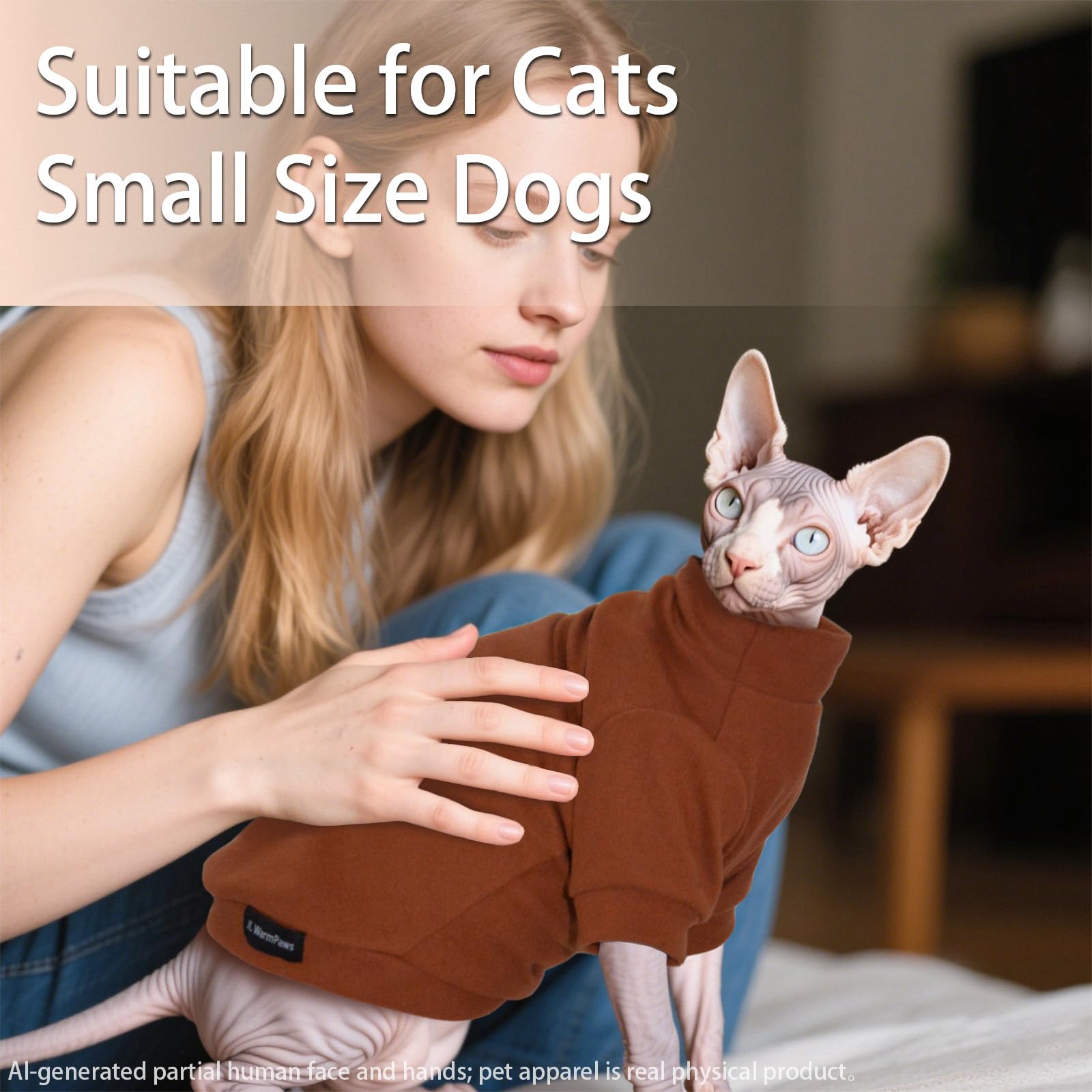 JL WarmPaws Sphynx Cat Clothes Fleece Cats&Small Dogs Pullover Sweater