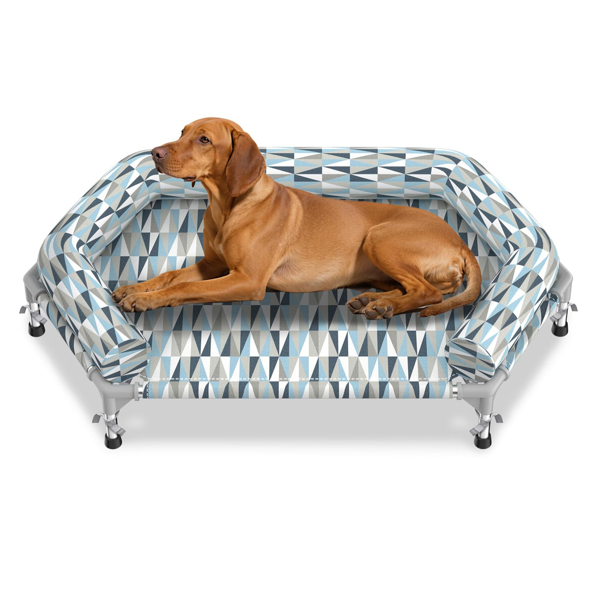Elevated Dog Bed with Bolster, Raised Cooling Orthopedic Dogs Cot X-Large