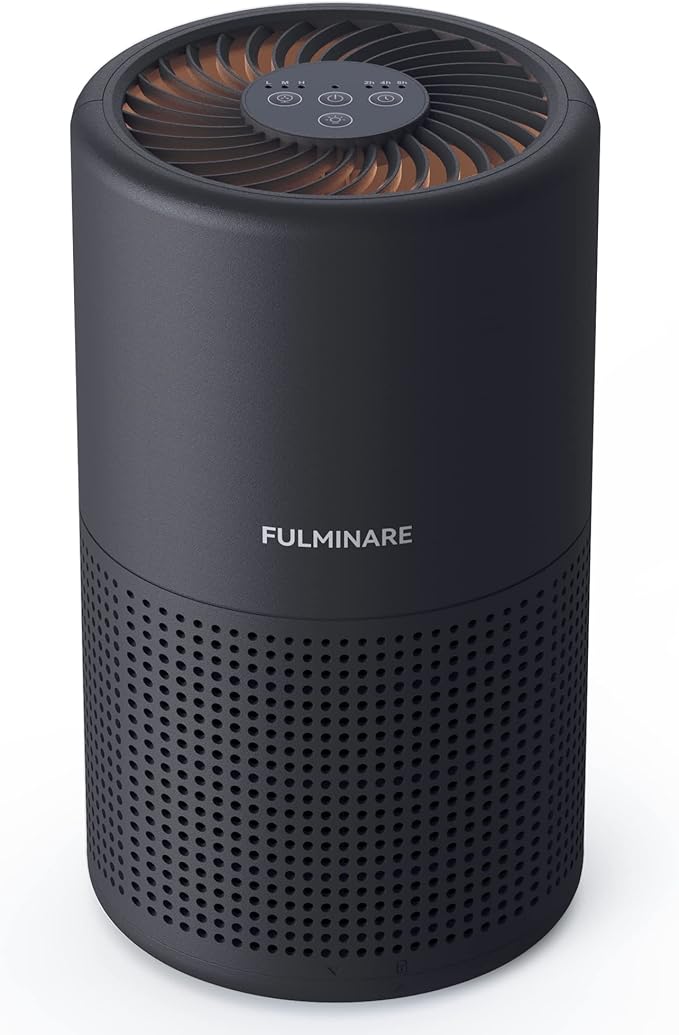 Air Purifiers for Bedroom, FULMINARE H13 True HEPA Air Filter, Quiet Air Cleaner With Night Light, Portable Small Air Purifier for Home, Office, Living Room Black