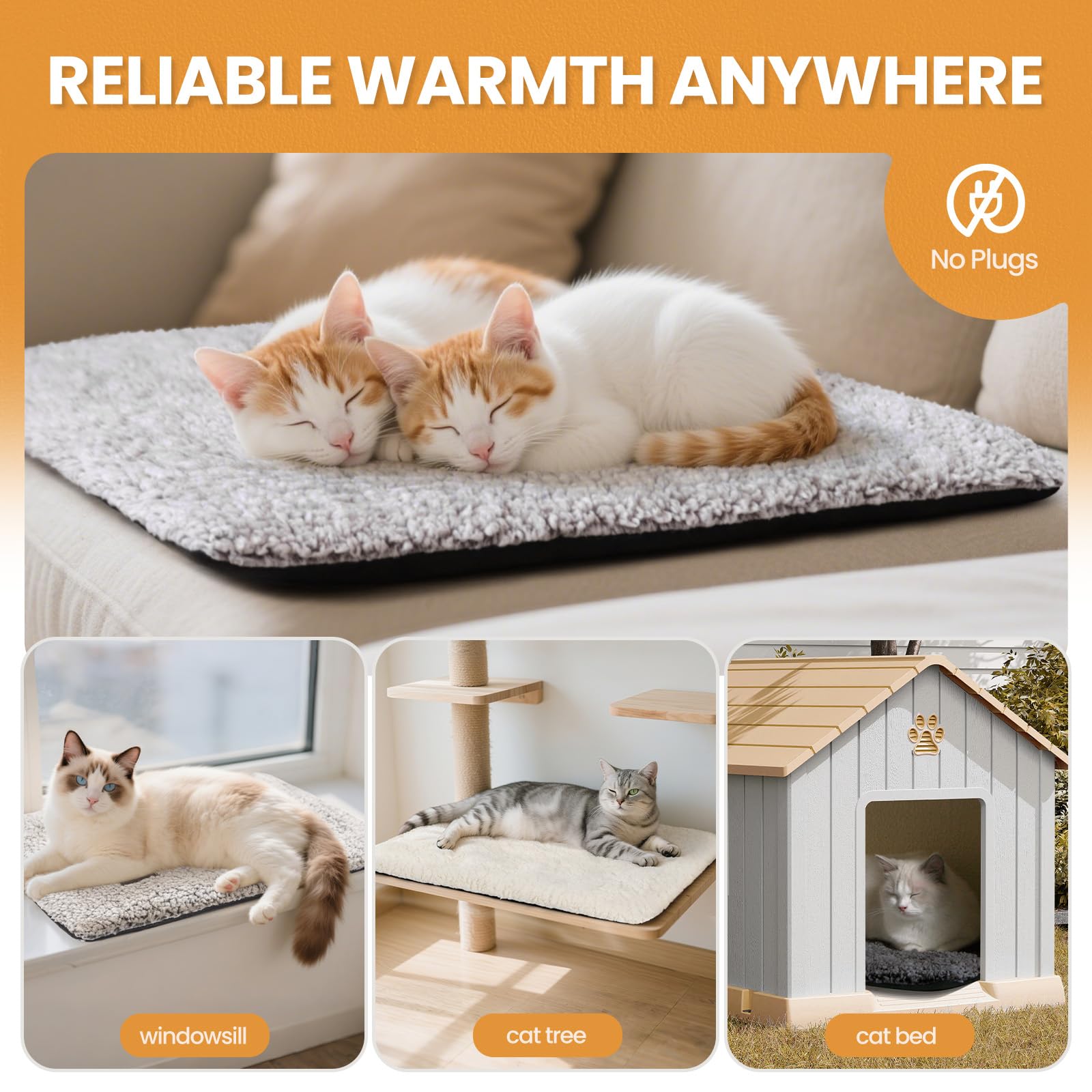 Mora Pets Self Warming Cat Bed Self Heating Cat Dog Mat Pet Pad Extra Warm
