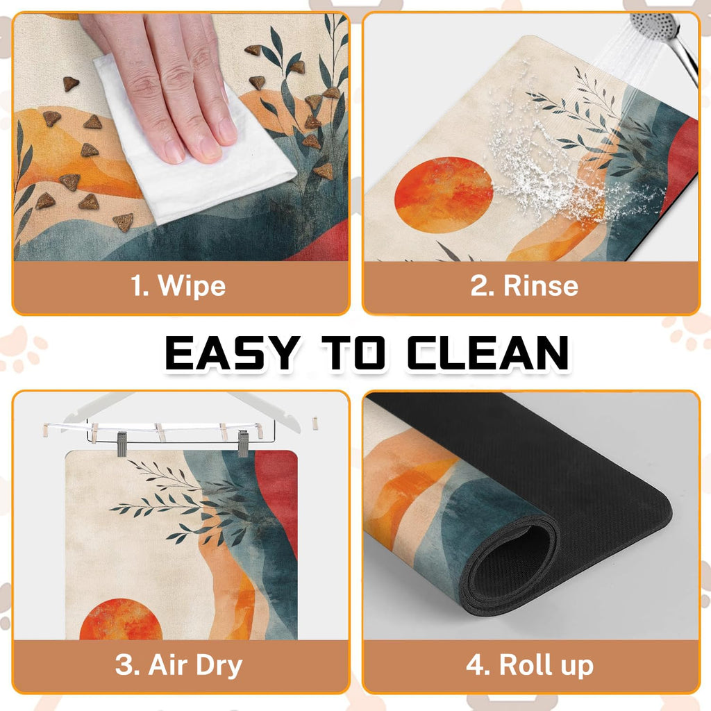 Absorbent Pet Dog Bowl Mat for Food and Water, Pet Cat Food Feeding Mat with Non Slip Rubber Backing, Dog Food Mats for Floors Waterproof, 24"x32"