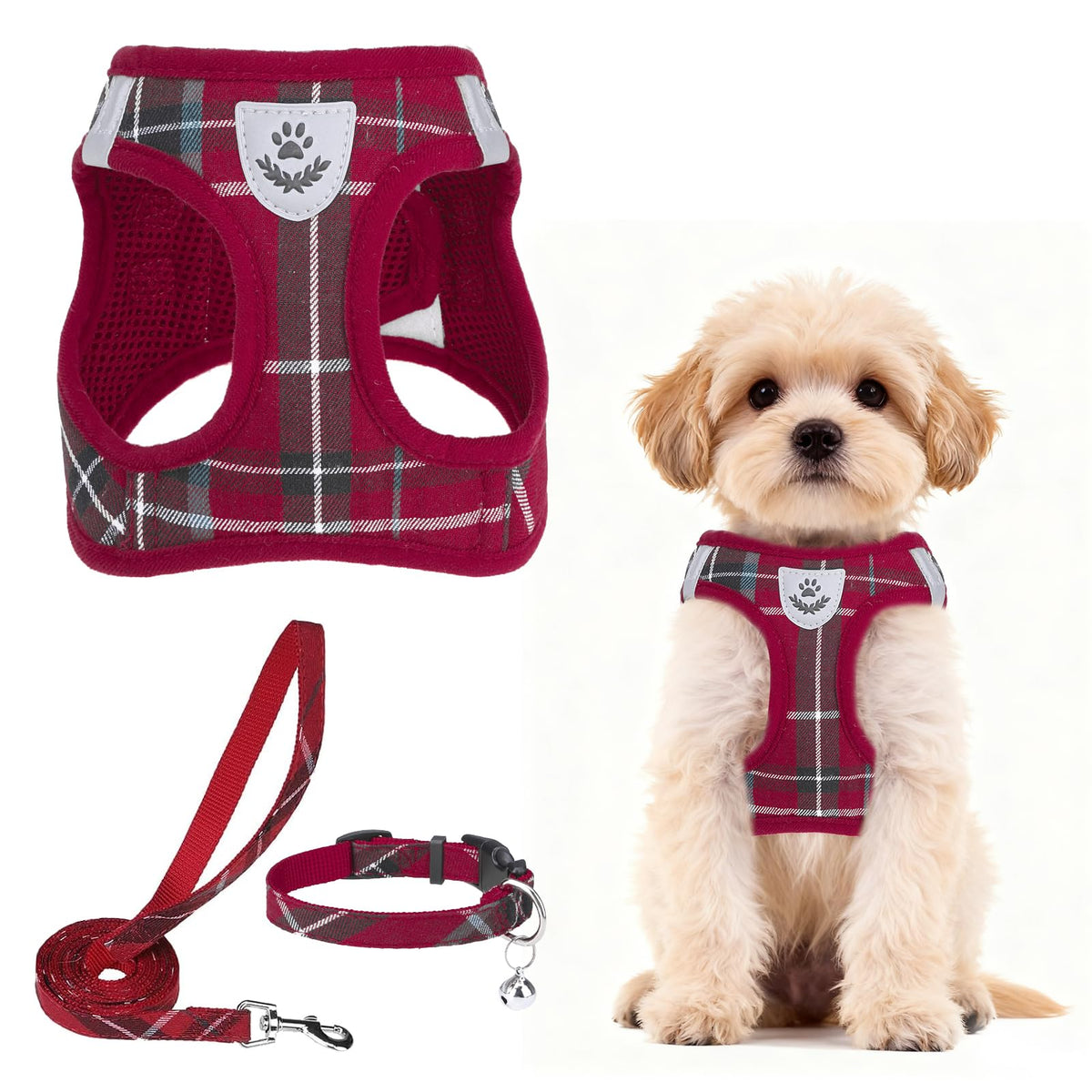 PUPTECK Dog Harness, Collar and Leash Set No Pull for Small Medium Sized