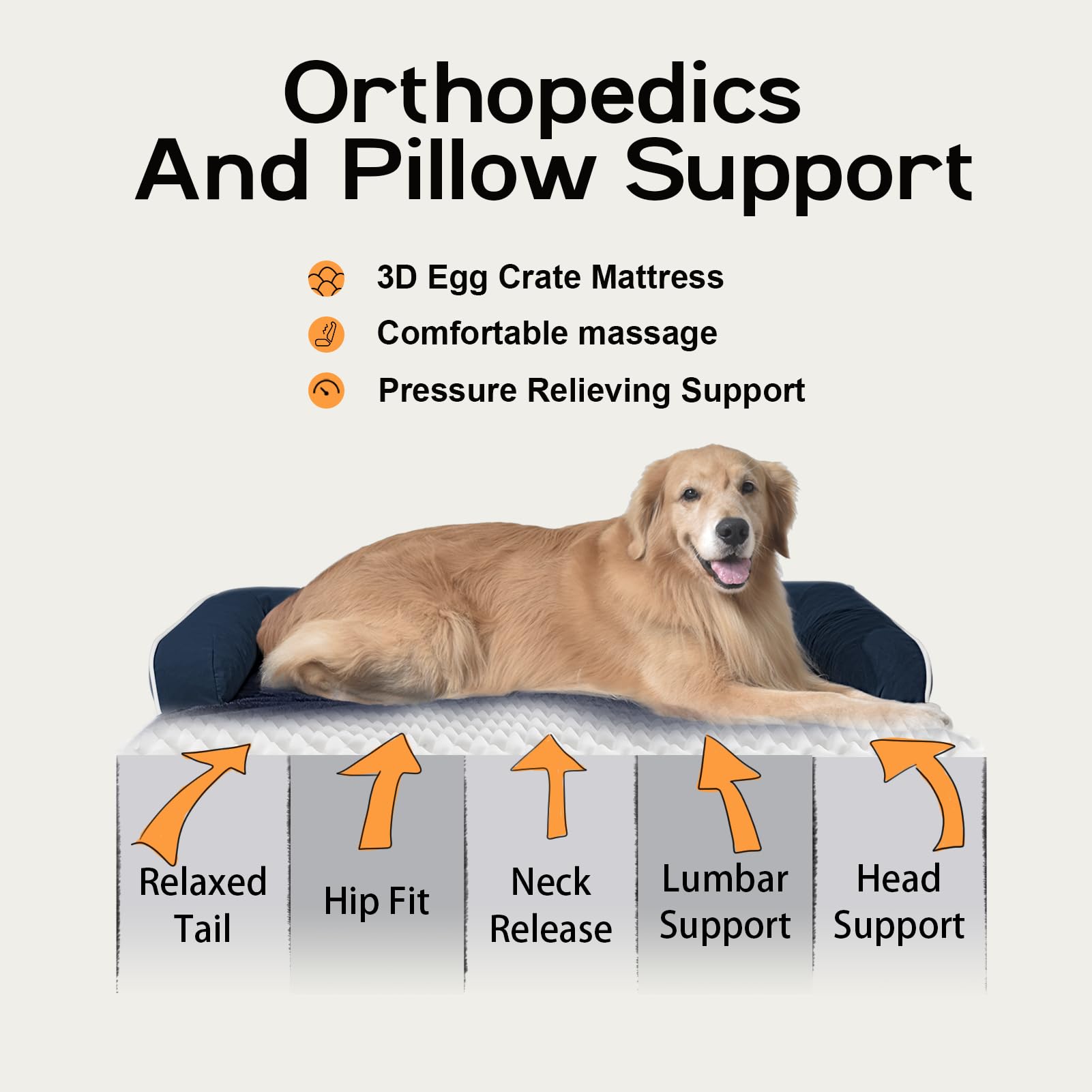 MEKIY Orthopedic Waterproof Dog Bed with Bolster for Extra Large Size Dogs