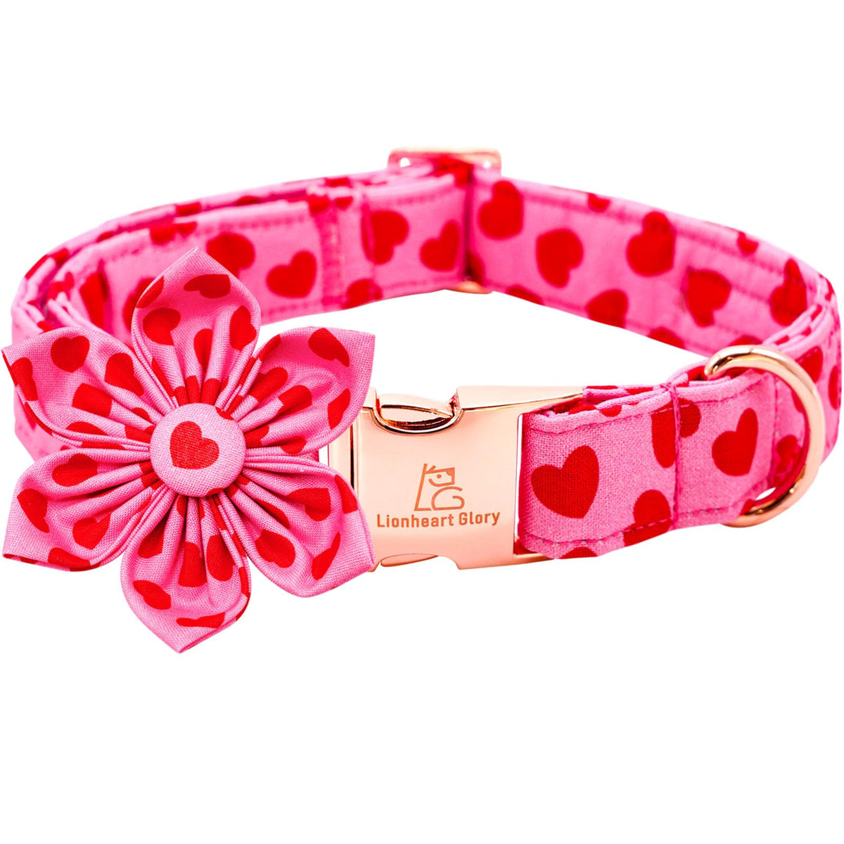 Lionheart glory Dog Bow Collar Valentine's Day Dog Collar for Medium Dogs, Hearts Dog Collars with Bowtie Spring Dog Collar Pet Collar Bows