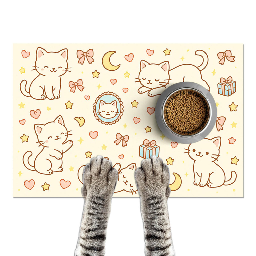 HOMETITUTE Cat Food Mat Easy Clean Bowl Placemat 24 x 16 Inch