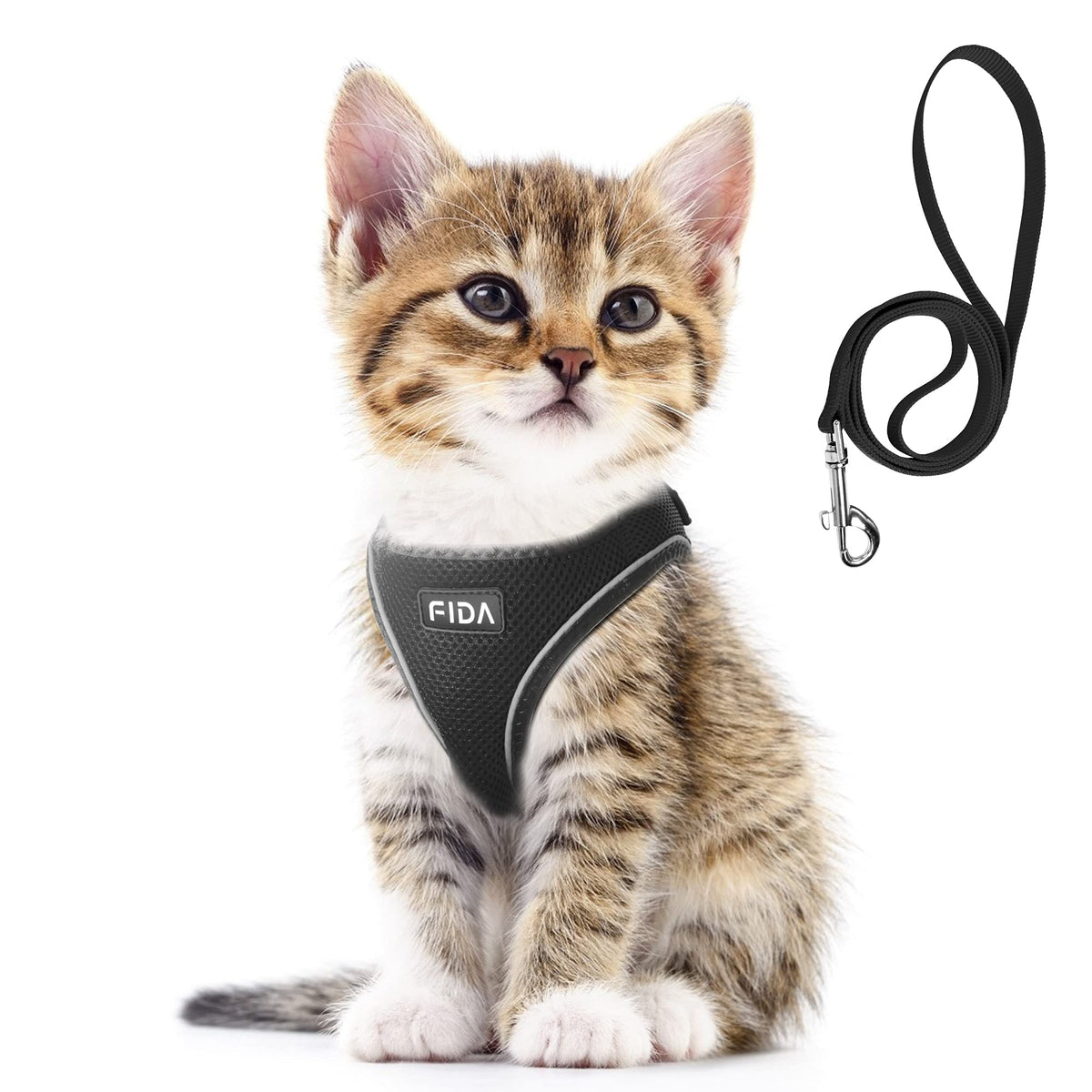 Fida Comfy Dog Harness with Leash, Soft Puppy Vest Escape Proof, Breathable Lightweight Soft Mesh, Adjustable Reflective Step-in Harness for Extra-Small Dogs (XS, Pink)