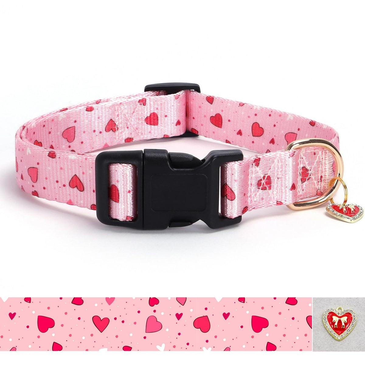 Reflective Dog Collar with Buckle Adjustable Safety Nylon Collars for Small Medium Large Dogs, Light Pink L