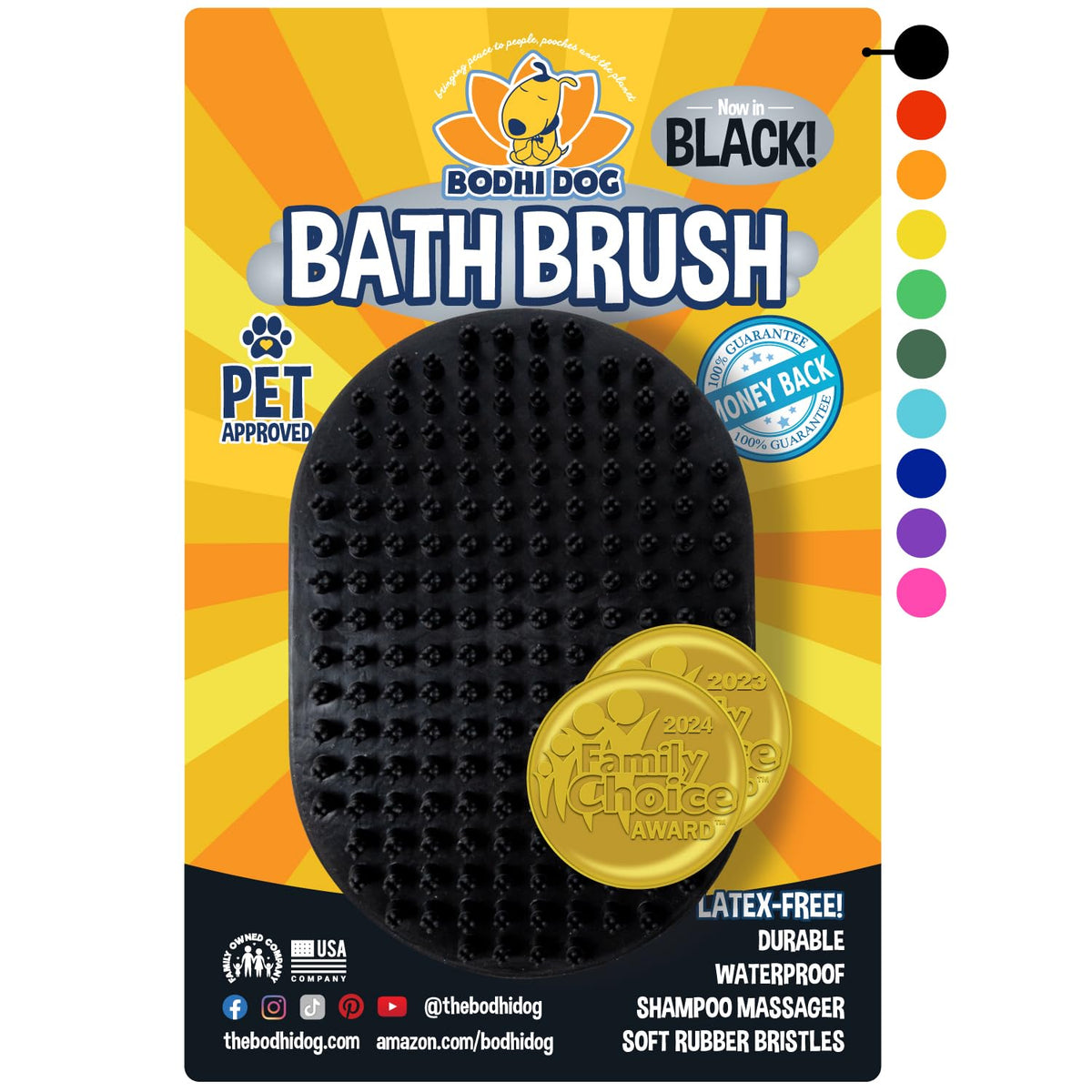 Bodhi Dog Shampoo Brush - Pet Grooming & Bath Supplies for Dogs and Cats - Bath Brush for Long & Short Hair - Premium Scrubber for Shower, Showerhead, Sprayer & Bathing (One Pack, Purple)