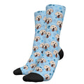 D-Story Custom Pet Face Socks with Pictures Personalized Photos Crew Socks Dog's Tracks Paws Novelty Animal Soft Funny Sock Customized Gifts for Dog Mom Dad