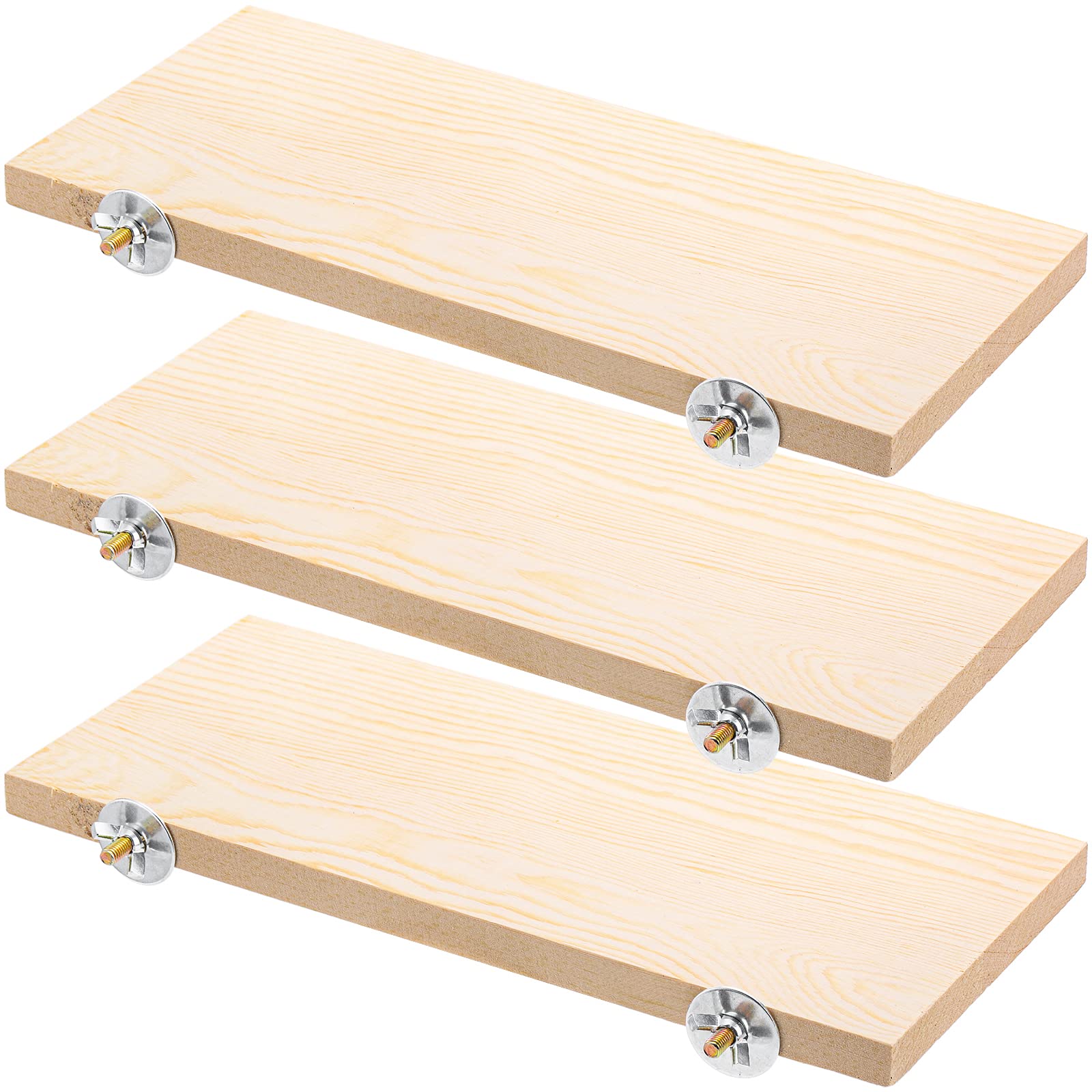 Okllen 3 Pack Bird Perch Stand, Parrot Wood Platform, Natural Wooden Perch Toys Playground Cage for Conure, Chinchilla, Parakeet, Budgie, Cockatiel