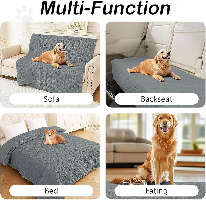 hyha Waterproof Dog Bed Blanket, Soft Pet Blankets, Waterproof Couch Cover for Dogs, Reversible Sofa Covers Washable for Furniture (40x50 Inch, Dark Grey/Dark Grey)