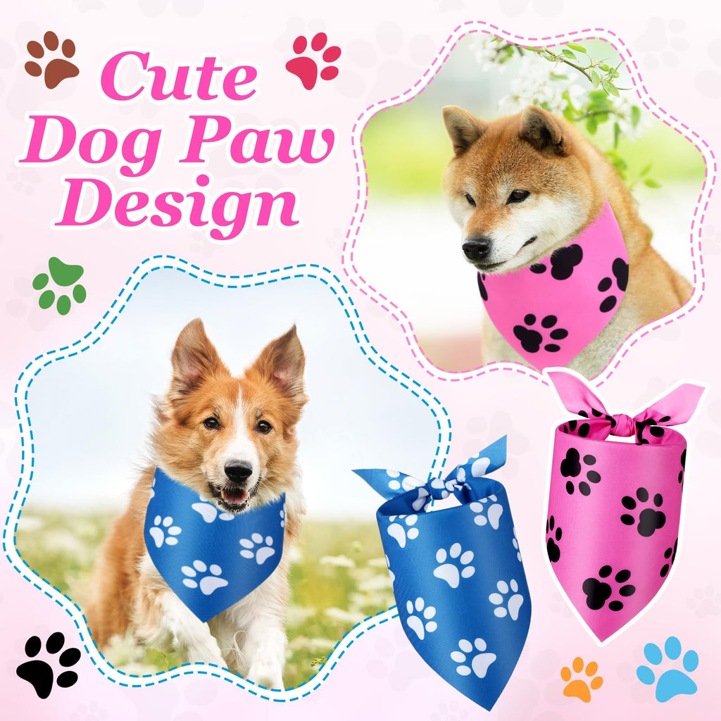 Abbylike 50 Pcs Paw Print Dog Bandanas Bulk Cute Footprint Bandanas for Dogs Triangle Kerchief Bib Scarf for Pets National Dog Day Party Costume Photo Props Accessories Pet Shops (31.5 x 21.7 x 21.7)