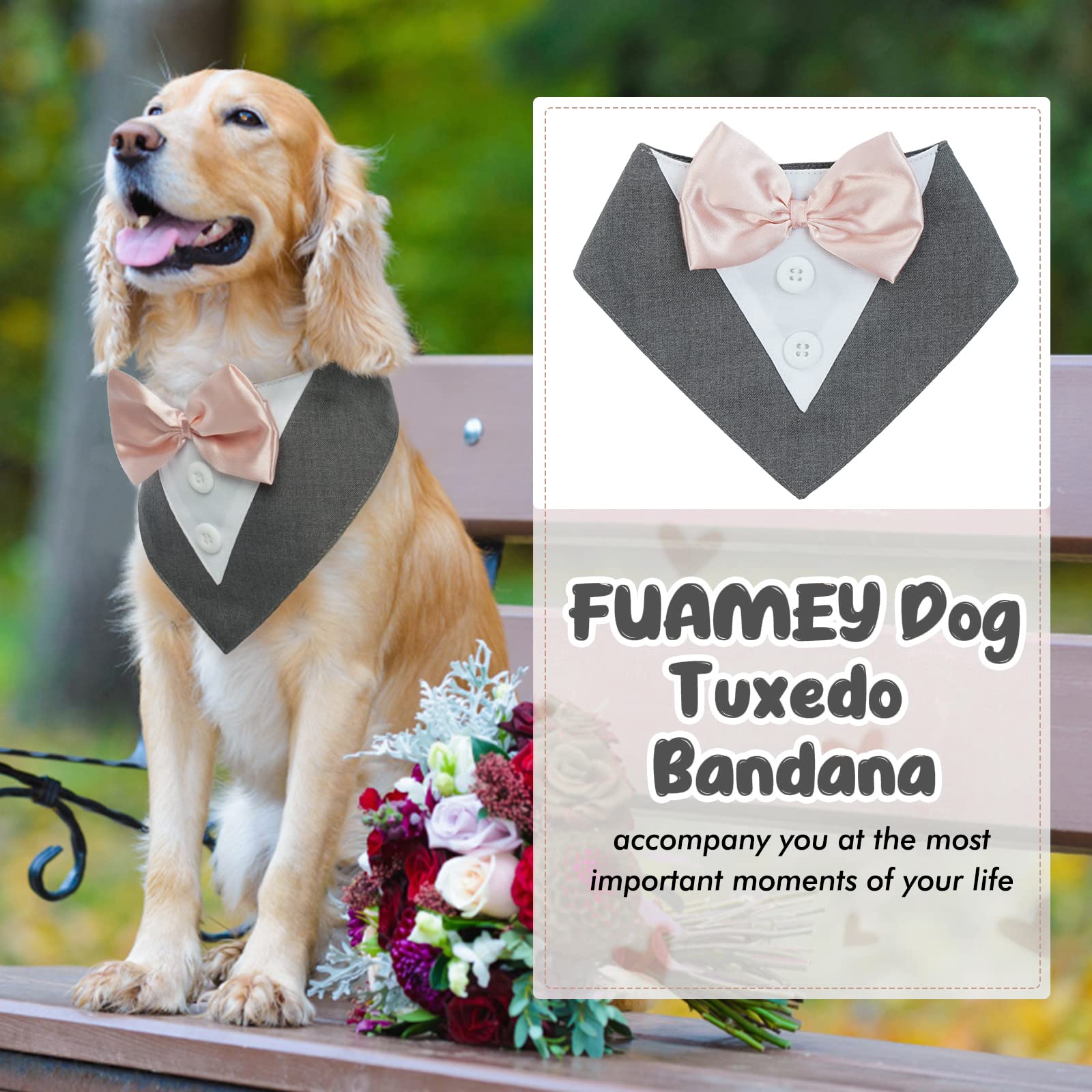 FUAMEY Dog Tuxedo for Small Dogs Suit Bandana Wedding Outfit Bow Tie Collar
