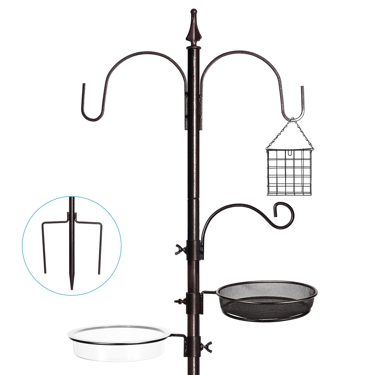YINGYM 6-Hook Bird Feeding Station Kit with Squirrel Baffle, 94 Inch