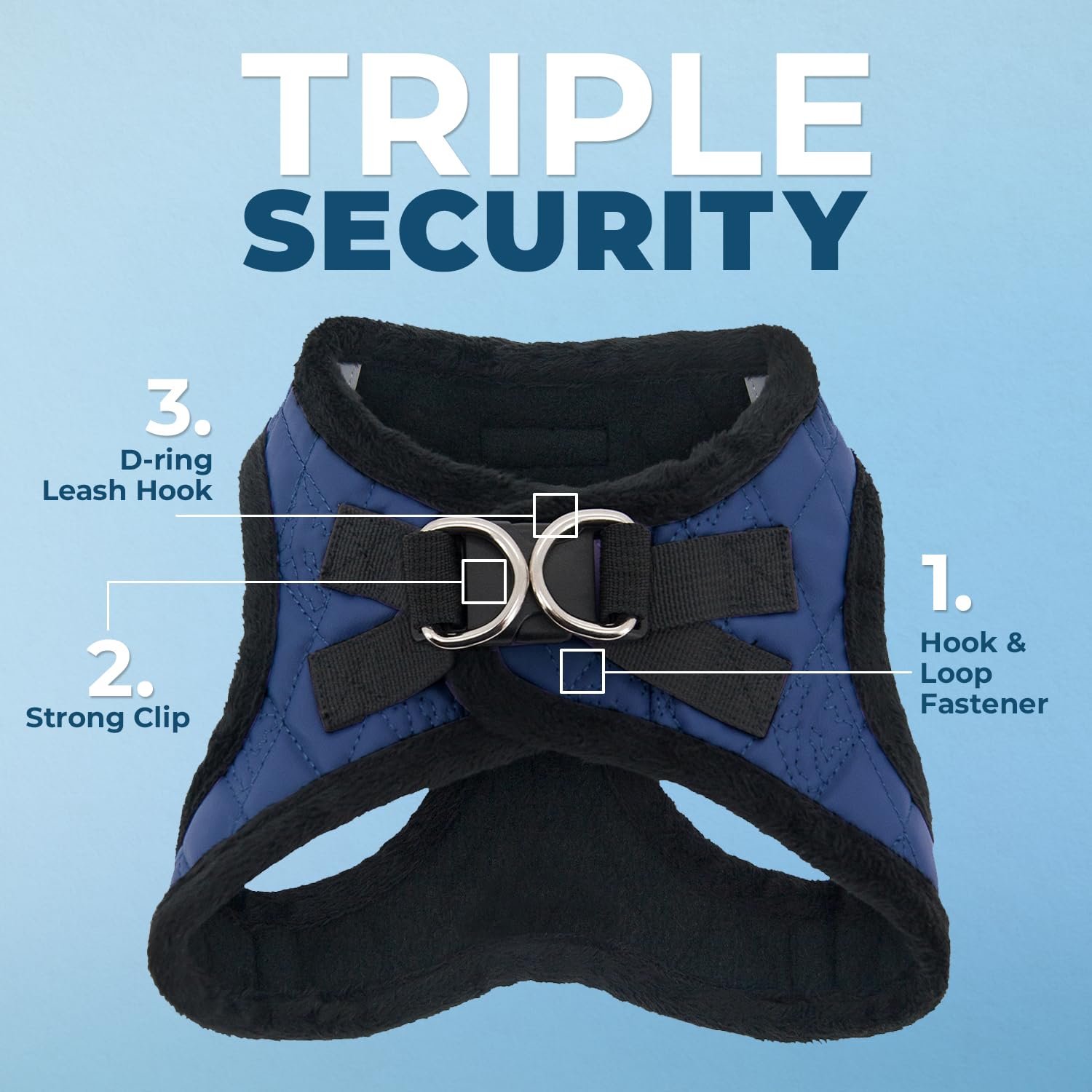 Voyager Step-in Plush Dog Vest Harness -Royal Blue Faux Leather, X-Small