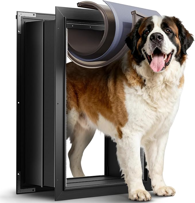 VOSOIR 3-Flap Insulated Aluminum Extra Large Dog Door for Wall