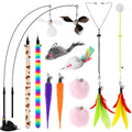 Soarer 4in1 Interactive Cat Wand Toys with Suction Cup for Indoor Cat,12Pcs
