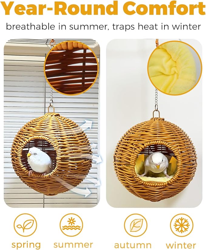 Jevnd Chewproof Steel Frame Bird Nest for Cage, Washable Small Bed Hammock