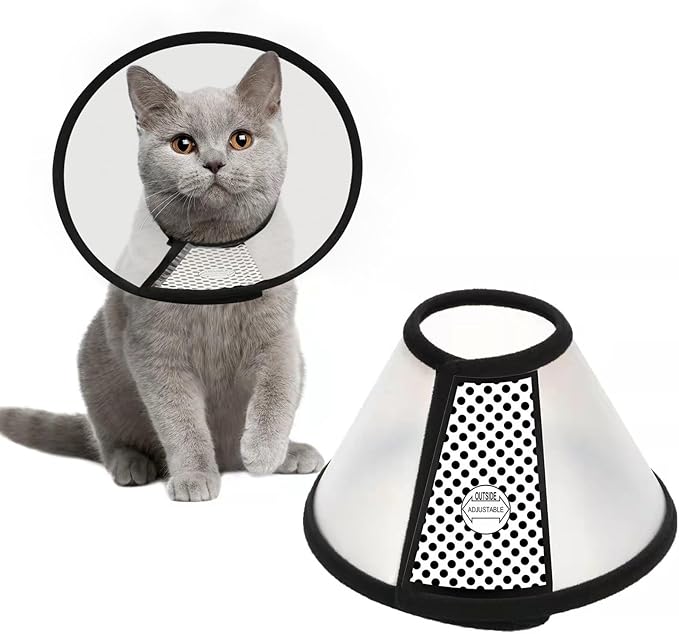 Depets Cat Cone Soft, Adjustable Recovery E-Collar for Pet Neck Size 9.5 in