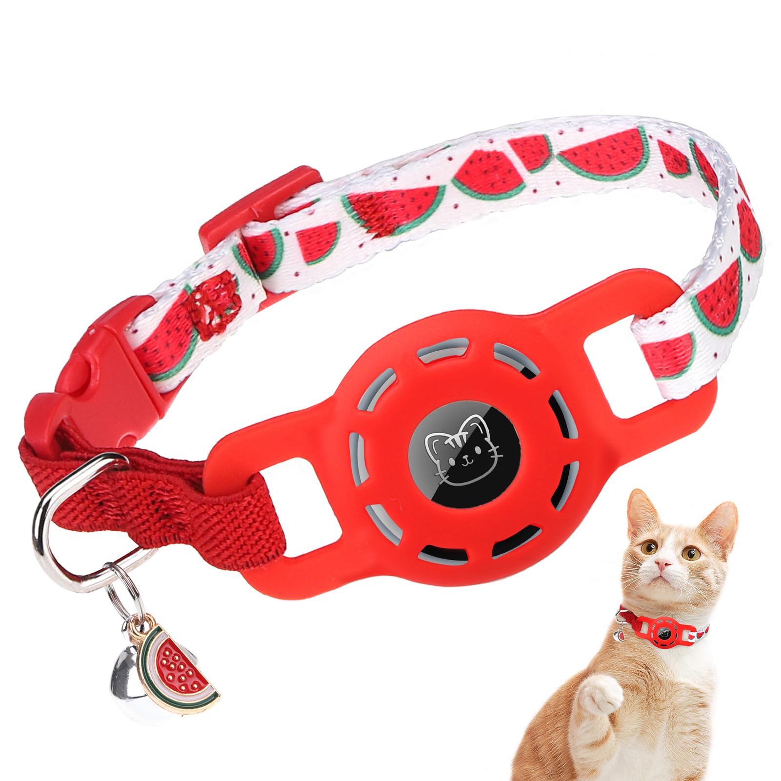 BINGPET AirTag Cat Collar Breakaway, Collar with Airtag Holder and Bell
