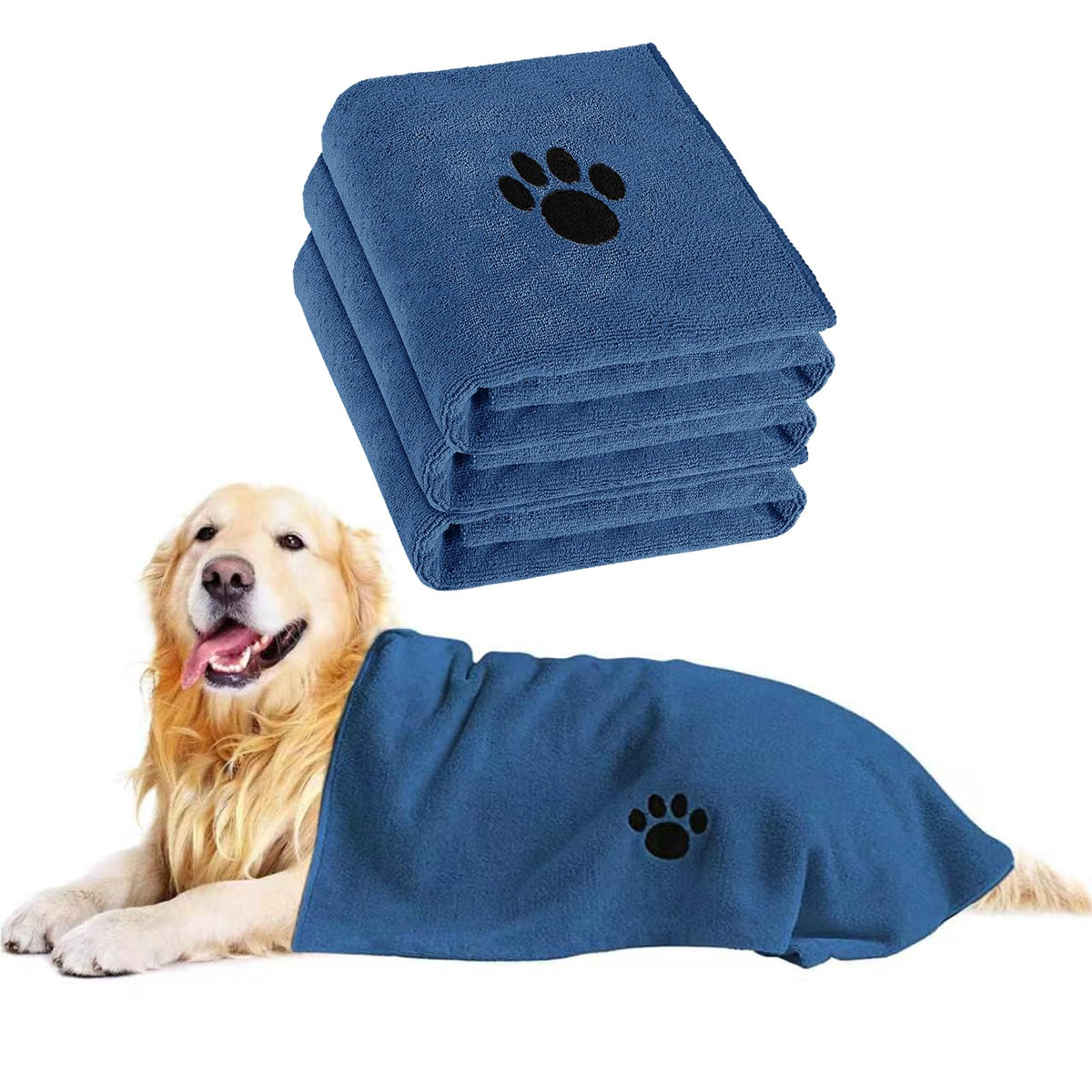 Puomue 3 Pack Microfiber Dog Towels for Drying Dogs, Super Absorbent and Soft Pet Grooming Towel, 40 Inch X 23.6 Inch, Perfect Dog Drying Towels for Large, Medium or Small Dogs, Grey
