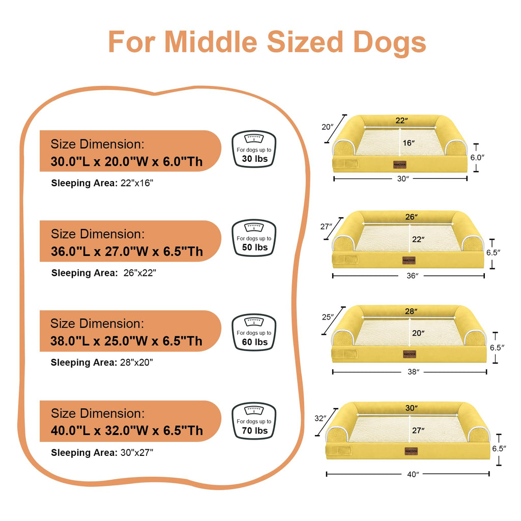 NANUYA Orthopedic Dog Bed for X-Large Dogs, 40 x 32 Inch, Ginger