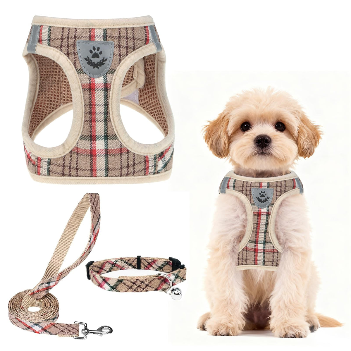 PUPTECK Dog Harness, Collar and Leash Set No Pull for Small Medium Sized