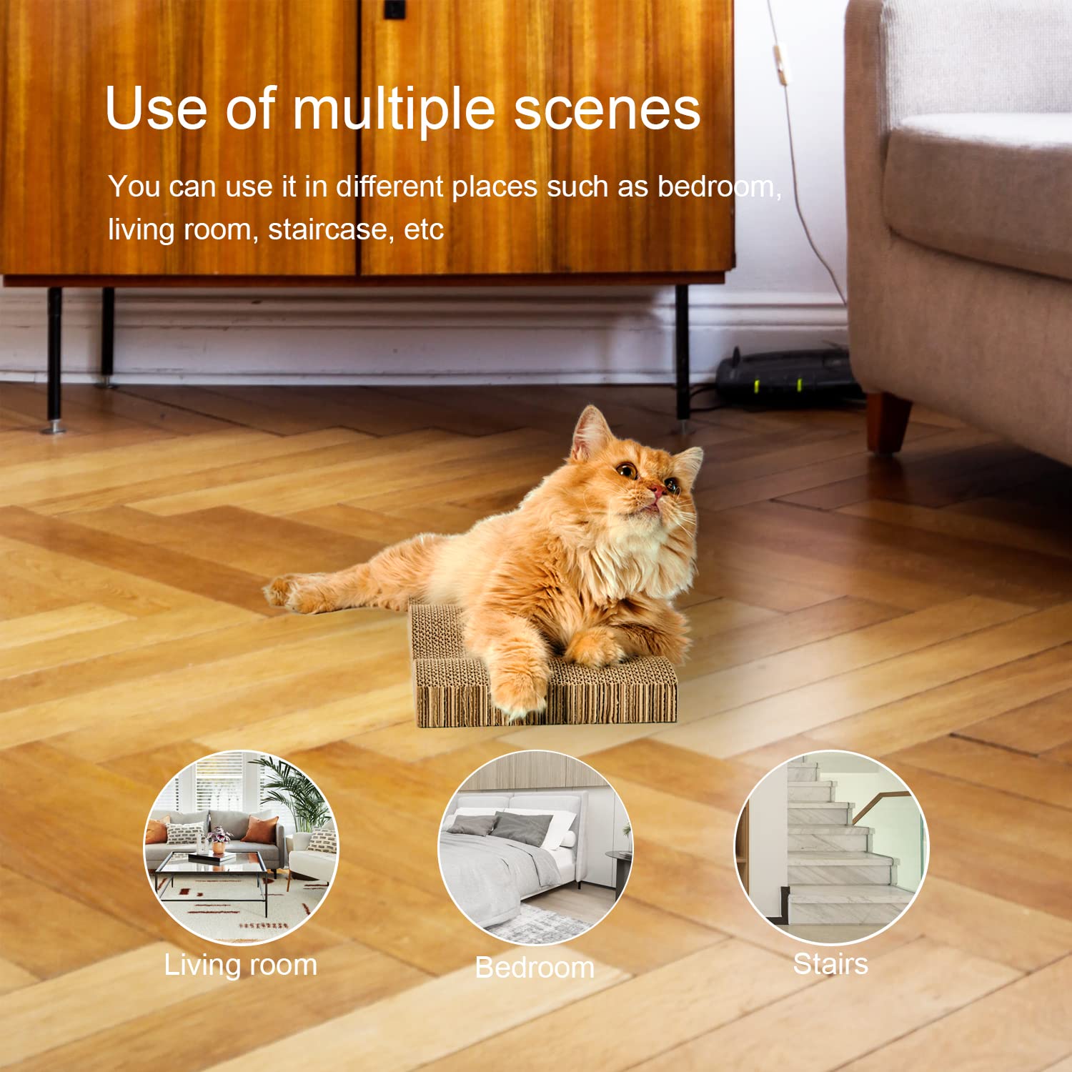 RUBMEOW Cat Scratcher Pad Cardboard Scratch Box for Indoor Cats and Kittens