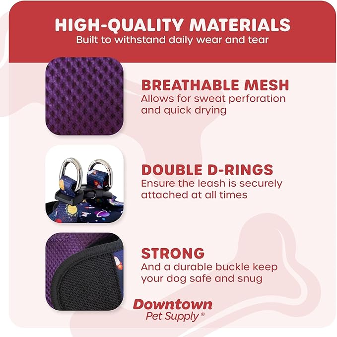 Downtown Pet Supply Step-in Dog Harness – No Pull, Adjustable Padded Mesh with Reflective Trim, Secure Buckle Strap – Comfortable & Breathable Small Dog Harness, X-Small, Space