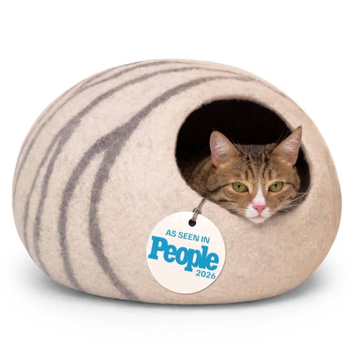 MEOWFIA Cat Cave - Merino Wool Bed for Indoor Cats (Cloud Nap Blue, Large)