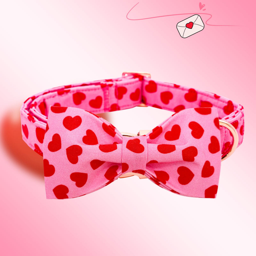 Lionheart Glory Valentine's Day Dog Collar with Bowtie for X-Large Dogs