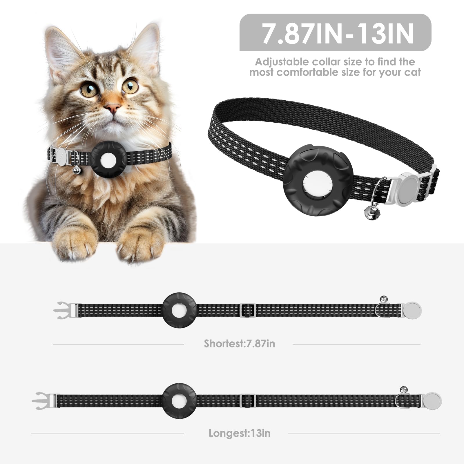 GPS Tracker for Cats-No Monthly Fee, Waterproof Cat Tracker,Real-Time Cat Collar for Pets,Kids,Luggage & Assets | 367-Day Battery Life|GPS Tracker Compatible with Apple Find My App (Only iOS) (Black)
