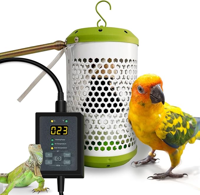 SYSAI Smart Bird Cage Warmer with Auto Temperature Control and Anti-bite Power Cord Protector, Safe for Touching and Reliable Heating 24x7 (Small_50W)