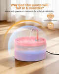 Cat Water Fountain Pink for Drinking: 67oz/2L Cat Fountain - GIOTOHUN Cute Pet Water Fountain for Cats Inside - Quiet Pet Fountain - Faucet Cat Drinking Fountain - Suitable for Kitty & Kitten